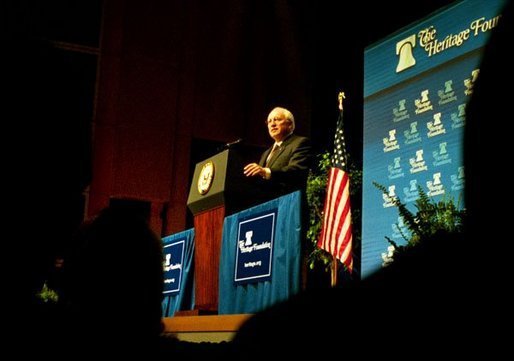 Vice President Dick Cheney talks about Medicare and health care at the American Association of Health Plans’ annual meeting in Washington, D.C., June 13, 2003. "We seek a health care system where all Americans have an insurance policy and can choose their own doctors, and where seniors, the disabled, and low-income people receive the assistance they need," Vice President Cheney said. "And we are determined to keep the patient-doctor relationship at the center of American health care." White House photo by Tina Hager.