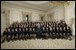 President George W. Bush poses with members of the National FFA Organization State Presidents’ Conference Thursday, July 27, 2006, in the State Dining Room of the White House. The National FFA is a youth organization founded in 1928 that prepares high school students for leadership, personal growth and successful careers through agricultural education. White House photo by Eric Draper