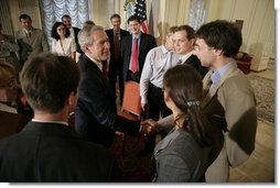 President George W. Bush meets participants at the roundtable discussion with Civil Society at the Consul General’s residence, Friday, July 14, 2006 in St. Petersburg, Russia.  White House photo by Eric Draper