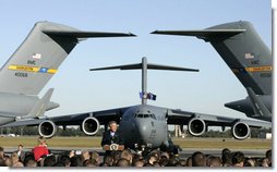 President George W. Bush address military personnel and their families at Charleston Air Force Base in Charleston, South Carolina on Saturday, October 28, 2006. White House photo by Paul Morse