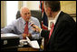 Vice President Dick Cheney is interviewed by Scott Hennen, host of the Hot Talk radio program on WDAY AM 970 in Fargo, N.D., during the White House Radio Day, Tuesday, October 24, 2006. White House photo by David Bohrer