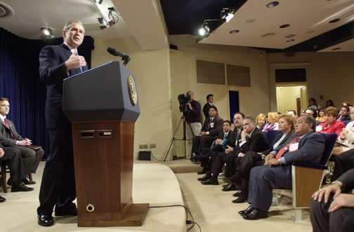 President Bush Speaks to Hispanic Chamber of Commerce.