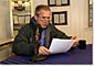 President George W. Bush delivers his weekly radio address to the nation from Camp David, Saturday, Sept. 15, 2001. White House photo by Eric Draper