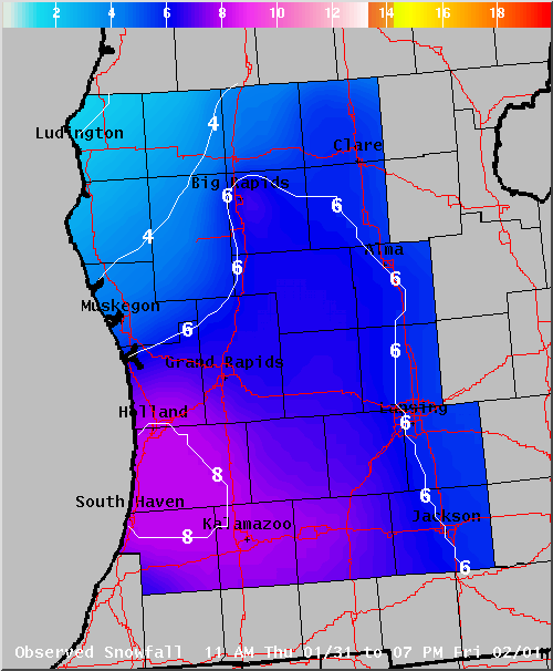 Map of Observed Snowfall