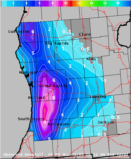 Map of Observed Snowfall