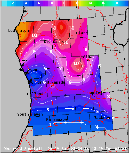 Map of Observed Snowfall