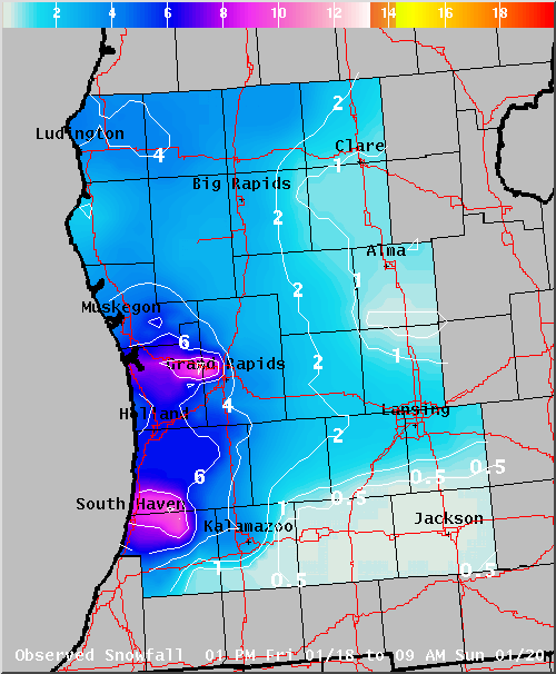 Map of Observed Snowfall