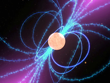 Gamma rays emitted from clouds of charged particles along the pulsar's magnetic field lines