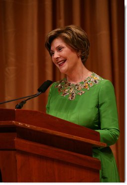 Mrs. Laura Bush addresses her remarks Friday evening, Sept. 26, 2006 in Washington, D.C., during the 2008 National Book Festival Gala Performance, an annual event celebrating books and literature. White House photo by Joyce N. Boghosian