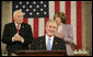 President George W. Bush smiles as he delivers his 2008 State of the Union address Monday, Jan. 28, 2008, at the U.S. Capitol. White House photo by Eric Draper