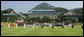 An honor guard stands at attention in the Grand Garden of the Blue House, the residence of President Myung-bak Lee of the Republic of Korea, during arrival ceremonies Wednesday, Aug. 6, 2008, in Seoul for President George W. Bush and Mrs. Laura Bush. White House photo by Chris Greenberg