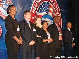 Presenters responding to Q&A on stage at IUPUI