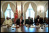 President George W. Bush talks with President Abdoulaye Wade of Senegal, center, as President Oumar Konare of Mali, left, and President John Kufuor of Ghana, right, listen during a meeting in the Cabinet Room June 28, 2001. President Bush met with these heads of state of Africa's promising democracies to affirm their shared opposition to governments that come to power by unconstitutional means. President Bush expressed appreciation for the participation of Ghana, Senegal and Mali in U.S. initiatives, such as the African Crisis Response Initiatives and Operation Focus Relief.