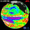 TOPEX/El Niño Watch - El Niño in Retreat, Pacific in Transition, June 14, 1998