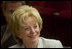 Mrs. Lynne Cheney applauds the group of naturalized American citizens as they stand to participate in the swearing in ceremony during a special naturalization ceremony at the National Archives Tuesday, April 17, 2007, in Washington, D.C. White House photo by Lynden Steele