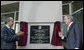 President George W. Bush joins Mexico’s President Felipe Calderon in unveiling a plaque Monday, April 21, 2008, at the reopening of the Mexican consulate in New Orleans. President Bush will participate in meetings with President Calderon and Canadian Prime Minster Stephen Harper at the 2008 North American Leaders’ Summit. White House photo by Joyce N. Boghosian