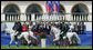 President George W. Bush and Mrs. Laura Bush attend the Lipizzaner Horse Exhibition Tuesday, June 10, 2008, at Brdo Castle in Kranj, Slovenia. White House photo by Shealah Craighead