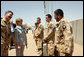 Mrs. Laura Bush greets New Zealand troops during her welcoming ceremony Sunday, June 8, 2008, at the Bamiyan Provincial Reconstruction Team Base. New Zealand’s military took over the Afghanistan military compound from U.S. troops in 2003. White House photo by Shealah Craighead