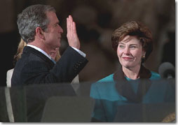 President George W. Bush is sworn-in as the 43rd President of the United States Jan. 20, 2001. White House photo by Wally McNamee