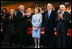 President George W. Bush and Laura Bush are applauded as they attend the Israeli Presidential Conference 2008 at the Jerusalem International Center in Jerusalem, Wednesday, May 14, 2008, during a celebration in honor of the nation's 60th anniversary. From left are U.S. Secretary of State Condoleezza Rice, Mrs. Aliza Olmert, Israeli Prime Minister Ehud Olmert, and Israeli President Shimon Peres.