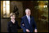 President George W. Bush and Mrs. Laura Bush arrive at the Dinner with G-8 Leaders and Spouses Monday, July 7, 2008, at the Windsor Hotel Toya Resort and Spa in Toyako, Japan.