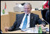 President George W. Bush relaxes prior to the start of the G8 Working Session with Africa Outreach Representatives Monday, July 7, 2008, at the Windsor Hotel Toya Resort and Spa in Toyako, Japan.