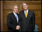 President George W. Bush meets with Latvia President Valdis Zatlers during their participation in a Roundtable on Democracy Tuesday, Sept. 25, 2007, at the United Nations in New York. White House photo by Eric Draper