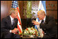 President George W. Bush and Israel's Prime Minister Ehud Olmert meet Wednesday, May 14, 2008, at the Prime Minister's residence in Jerusalem. White House photo by Joyce N. Boghosian