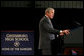 President George W. Bush makes remarks during commencement ceremonies for the Greensburg High School Class of 2008. The town of Greensburg, KS was almost entirely destroyed when a tornado tore through the town one year ago today. White House photo by Chris Greenberg