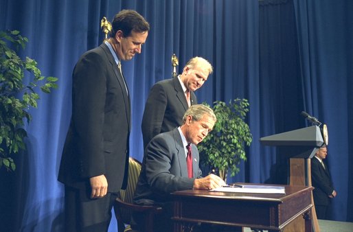 President George W. Bush signs the Born Alive Infants Protection Act of 2002 in Pittsburgh, Pa., Monday, Aug. 5. White House photo by Paul Morse.