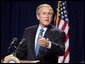 President George W. Bush makes a statement to the press during a stop in Raleigh, North Carolina on Wednesday July 7, 2004. The President was in North Carolina to meet with pending North Carolina judicial nominees. White House photo by Paul Morse