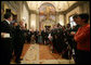 President George W. Bush greets members of the community of Sant'Egidio Saturday, June 9, 2007, at the American Embassy in Rome. Built on prayer, solidarity, friendship and peace, the community was created in Rome in 1968 by students wanting to take the Gospel more seriously. Today, it consists of more than 40,000 Christian laypeople in more than 60 countries worldwide. White House photo by Eric Draper