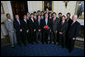 President George W. Bush stands with members of the University of Georgia Men's Tennis 2007 Championship Team Monday, June 18, 2007 at the White House, during a photo opportunity with the 2006 and 2007 NCAA Sports Champions. White House photo by Eric Draper