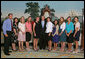 President George W. Bush stands with members of the Stanford University Women's Tennis 2006 Championship Team Monday, June 18, 2007 at the White House, during a photo opportunity with the 2006 and 2007 NCAA Sports Champions. White House photo by Joyce N. Boghosian