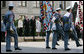 President George W. Bush and Mrs. Laura Bush join Czech President Vaclav Klaus and his wife, Livia Klausova, during a welcoming ceremony at Prague Castle in the Czech Republic Tuesday, June 5, 2007. White House photo by Chris Greenberg