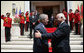 President George W. Bush and President Alfred Moisiu of Albania shake hands as President Bush departs the Palace of Brigades in Tirana, Albania Sunday, June 10, 2007. White House photo by Eric Draper