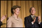 Mrs. Laura Bush acknowledges applause from President George W. Bush and the audience Thursday, Feb. 2, 2006, as she's introduced during the National Prayer Breakfast at the Hilton Washington Hotel. White House photo by Paul Morse