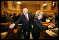 Vice President Dick Cheney and Mrs. Lynne Cheney shake hands with members of the Wyoming State Legislature as they depart the State Capitol in Cheyenne, Friday, February 17, 2006. White House photo by David Bohrer