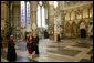 Walking with Dr. Wesley Clark, President George W. Bush tours Westminster Abbey Thursday, Nov. 20, 2003. Mrs. Bush is also pictured. White House photo by Eric Draper.