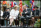Mrs. Lynne Cheney speaks with His Royal Highness The Prince Philip, Duke of Edinburgh, Friday, May 4, 2007 during a ceremony at Jamestown Settlement in Williamsburg , Virginia. Her Majesty Queen Elizabeth II and Prince Philip joined Vice President Dick Cheney and Mrs. Cheney for a visit to Jamestown to mark the 400th anniversary of the historic site. White House photo by David Bohrer