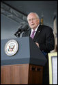 Vice President Dick Cheney delivers the commencement address Saturday, May 26, 2007, during graduation ceremonies at the U.S. Military Academy in West Point, N.Y. The Vice President remarked, "There's a saying here -- that 'much of the history we teach was made by the people we taught.' By training the senior leadership of the Army, this institution has been absolutely critical to fighting and winning America's wars. If there had never been a Long Gray Line, I doubt that America would still be a free nation today." White House photo by David Bohrer