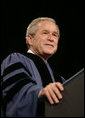 President George W. Bush delivers the commencement address Friday, May 11, 2007, at Saint Vincent College in Latrobe, Pa., where President Bush encouraged graduates to "step forward and serve a cause larger than yourselves." White House photo by Joyce Boghosian