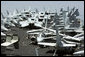 U.S. Naval aircraft are seen parked on the flight deck of the the Nimitz-class nuclear-powered supercarrier USS John C. Stennis, Friday, May 11, 2007, during a visit by Vice President Dick Cheney. White House photo by David Bohrer