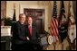 President George W. Bush announces Stephen Johnson as his nominee for EPA Administrator in the Roosevelt Room at the White House Friday, March 4, 2005. "He has 24 years of experience at the EPA, spanning all four decades of the agency’s history," said the President. White House photo by David Bohrer