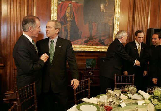 President George W. Bush attends a luncheon celebrating St. Patrick's Day and Irish-American heritage at the U.S. Capitol Thursday, March 17, 2005. White House photo by Krisanne Johnson