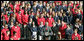 President George W. Bush joined by Mrs. Laura Bush delivers remarks to the members of the 2008 United States Summer Olympic and Paralympic Teams Tuesday, Oct. 7, 2008, on the South Lawn of the White House. The President said in his remarks, "The Olympic and Paralympic teams worked hard to get to this moment. Whether you won a medal or not, it really doesn't matter in the long run. What really matters is the honor you brought to your sports and to your families and to your country." White House photo by Joyce N. Boghosian