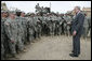 President George W. Bush visits U.S. Army soldiers following a training demonstration at Fort Irwin, Calif., Wednesday, April 4, 2007. White House photo by Eric Draper