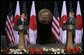 President George W. Bush and Japan's Prime Minister Shinzo Abe hold a joint press availability Friday, April 27, 2007, at Camp David. White House photo by Joyce Boghosian