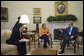 President George W. Bush is joined by Jose Manuel Barroso, President of the European Commission, and Chancellor Angela Merkel of the Federal Republic of Germany, President of the European Council, during meetings Monday, April 30, 2007, at the White House. White House photo by Eric Draper