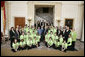 President George W. Bush talks with some of the winners in the FIRST Competition (For Inspiration and Recognition of Science and Technology) Monday, April 30, 2007, at the White House. Founded in 1989, the program encourages young students to pursue education and career opportunities in science, technology, engineering, and math, while building self-confidence, knowledge, and life skills. White House photo by Joyce Boghosian